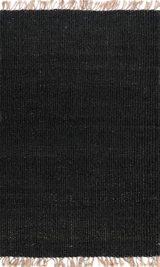 Black 4' x 6' Solid Jute Tassel Rug swatch