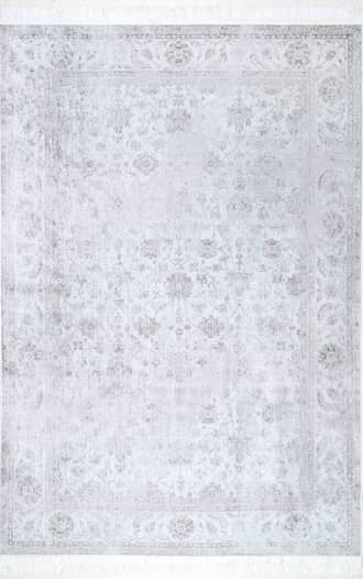 Silver Fading Floral Fringe Rug swatch