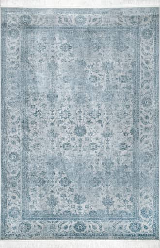 Blue 4' x 6' Fading Floral Fringe Rug swatch