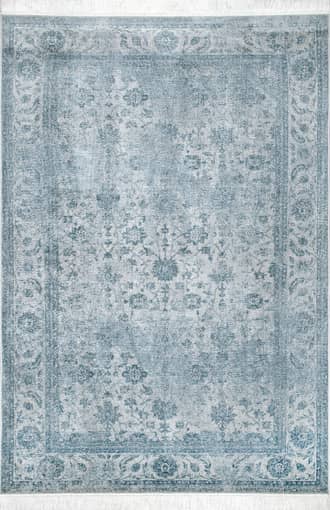 Blue 4' x 6' Fading Floral Fringe Rug swatch