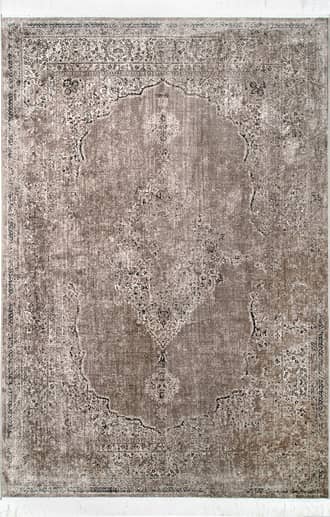 Light Brown Withering Medallion Fringe Rug swatch