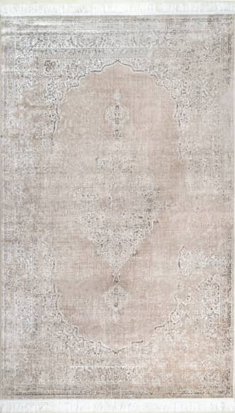 Beige Withering Medallion Fringe Rug swatch