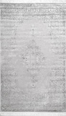 Silver Withering Medallion Fringe Rug swatch