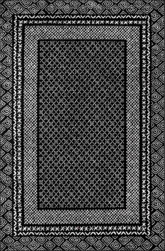 Black 4' x 6' Bordered Lattice Rug swatch