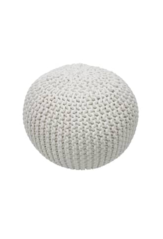 White Knitted Round Pouf swatch