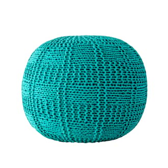 Teal Knitted Cotton Basketweave Pouf swatch