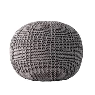 Grey Knitted Cotton Basketweave Pouf swatch