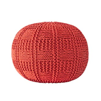 Orange Knitted Cotton Basketweave Pouf swatch