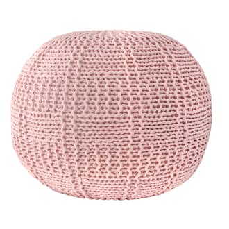 Blush Knitted Cotton Basketweave Pouf swatch