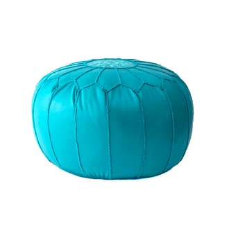 Blue Faux Leather Pouf swatch