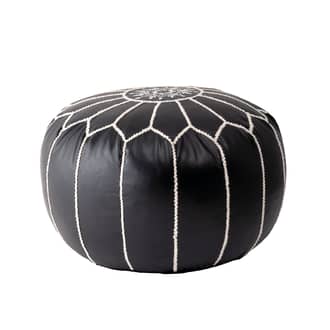 Black Faux Leather Pouf swatch