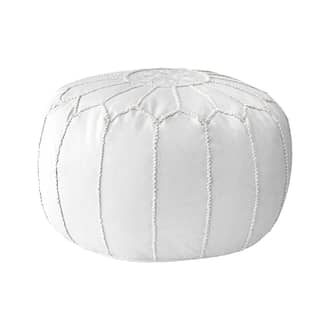 Ivory Faux Leather Pouf swatch