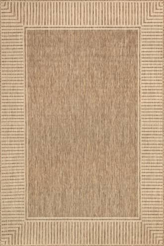 Light Brown 9' 6" x 12' Striped Border Indoor/Outdoor Flatweave Rug swatch