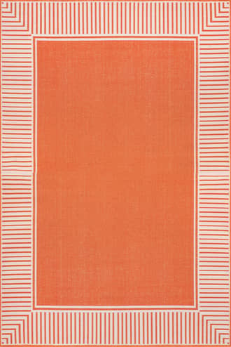 Orange Striped Border Indoor/Outdoor Flatweave Rug swatch