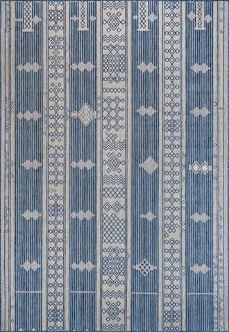 Blue Banded Indoor/Outdoor Flatweave Rug swatch