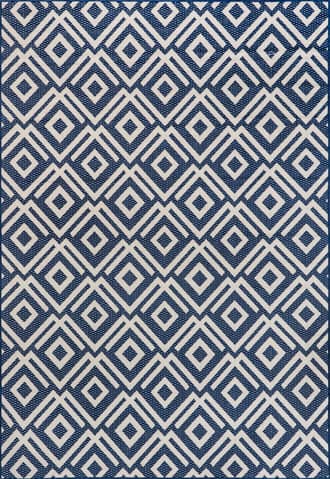 Navy 6' 7" x 9' Winged Birdseye Lattice Indoor/Outdoor Rug swatch