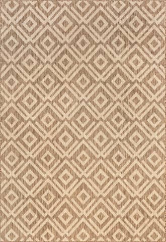 Beige 6' 7" x 9' Winged Birdseye Lattice Indoor/Outdoor Rug swatch