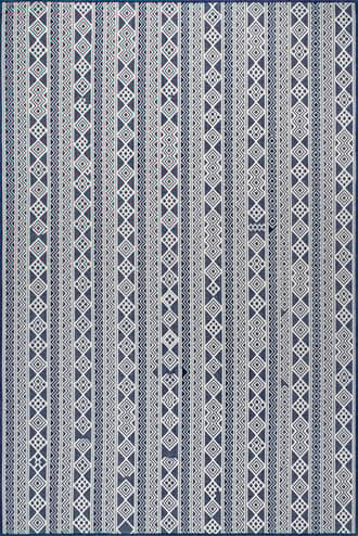 Navy Tribal Striped Indoor/Outdoor Rug swatch