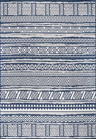 Navy Striped Banded Indoor/Outdoor Rug swatch