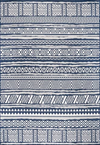 Navy Striped Banded Indoor/Outdoor Rug swatch