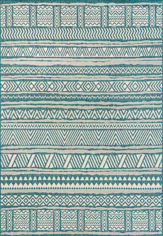 Teal Striped Banded Indoor/Outdoor Rug swatch