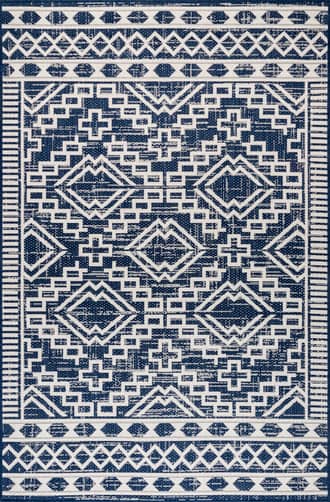 Navy Moroccan Diamond Indoor/Outdoor Rug swatch