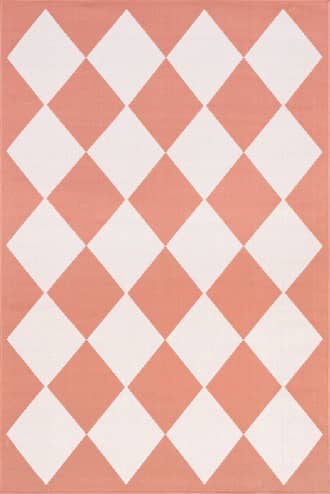 Coral 4' x 6' Adelaide Harlequin Indoor/Outdoor Rug swatch