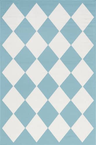 Baby Blue 9' 6" x 12' Adelaide Harlequin Indoor/Outdoor Rug swatch