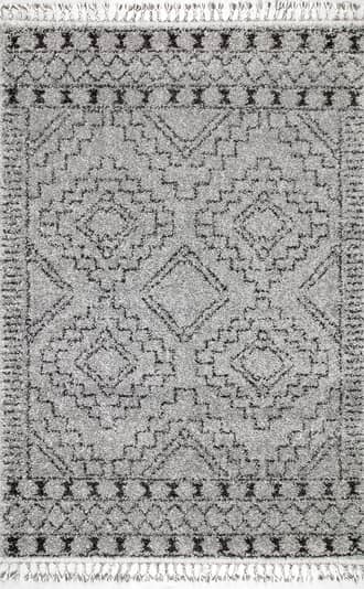 Grey 8' x 11' Moroccan Tasseled Rug swatch