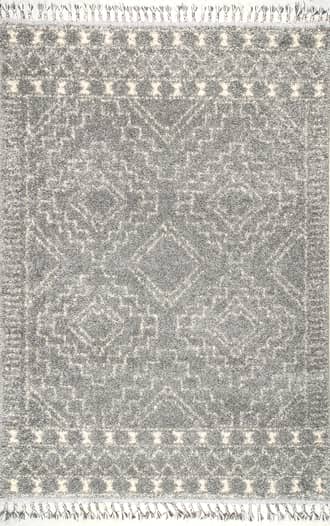 Silver 8' x 11' Moroccan Tasseled Rug swatch