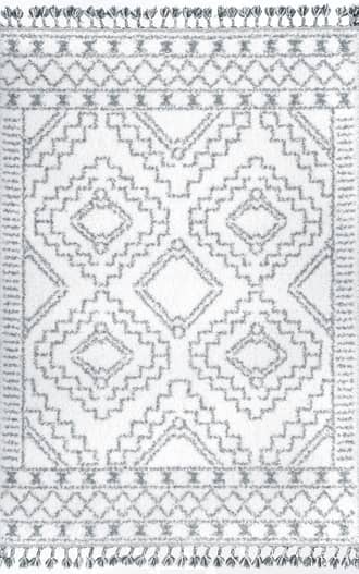 White Moroccan Tasseled Rug swatch