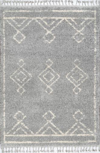 Grey Moroccan Diamond Drop Tassel Rug swatch