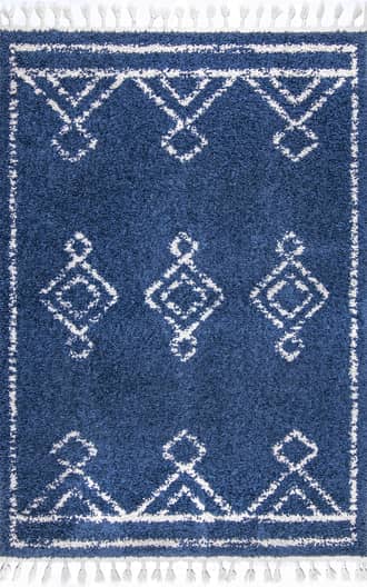 Blue Moroccan Diamond Drop Tassel Rug swatch