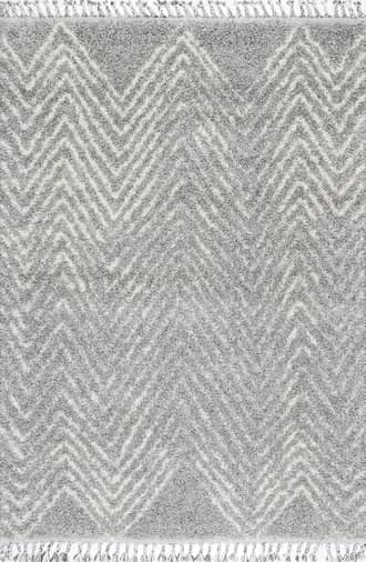 Grey Moroccan Chevron Tassel Rug swatch