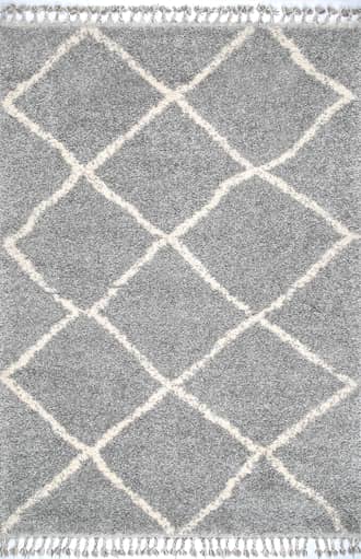 Grey 7' 10" Moroccan Lattice Tassel Rug swatch