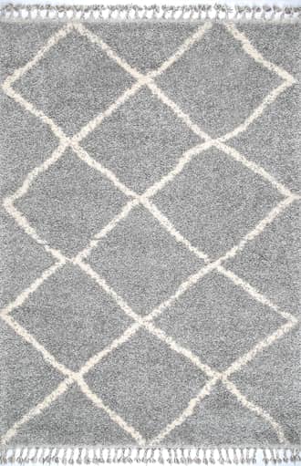 Grey Moroccan Lattice Tassel Rug swatch