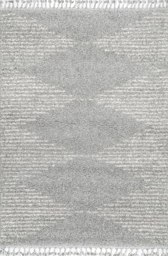 Grey 10' x 13' Moroccan Diamond Pinstripes Tassel Rug swatch