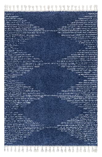 Blue Moroccan Diamond Pinstripes Tassel Rug swatch