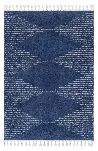 Blue 9' 2" x 12' Moroccan Diamond Pinstripes Tassel Rug swatch