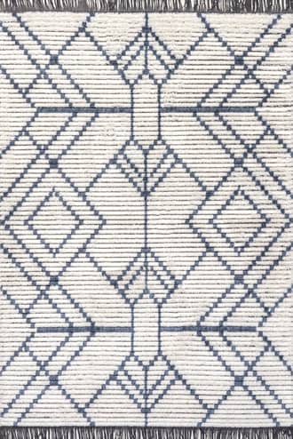 Blue Modern Tracery Tasseled Rug swatch