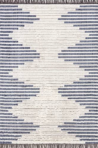 Blue Diamond Pinstripes Tasseled Rug swatch