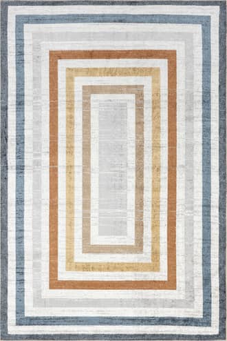 5' 3" x 8' Lilac Washable Striped Bordered Rug primary image