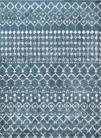 Light Blue Moroccan Trellis Soft Shag Rug swatch