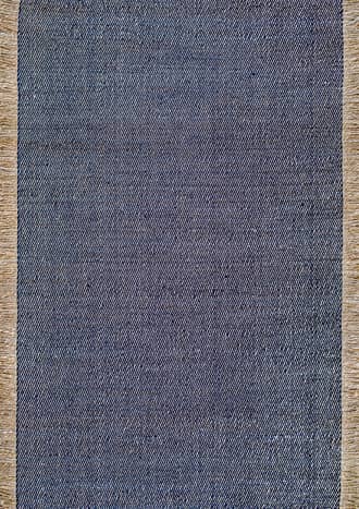 Blue Flatweave Solid Tassel Rug swatch