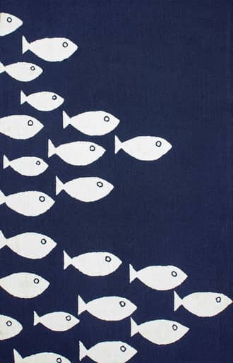 Navy 2' 6" x 8' Fish Indoor/Outdoor Rug swatch