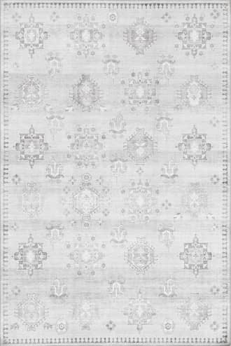 Light Grey 2' 6" x 6' Brenda Hazy Heraldry Washable Rug swatch