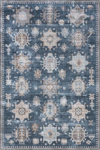 Blue Brenda Hazy Heraldry Washable Rug swatch