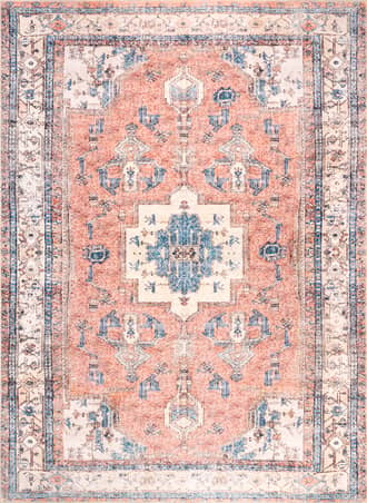 Light Rust 2' 6" x 6' Fading Oriental Washable Rug swatch