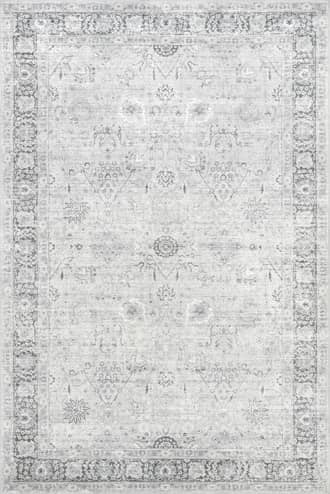 Light Grey 2' x 3' Bayberry Vintage Washable Rug swatch