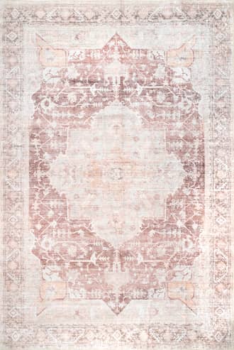 Pale Pink 2' 6" x 6' Ava Vintage Persian Washable Rug swatch